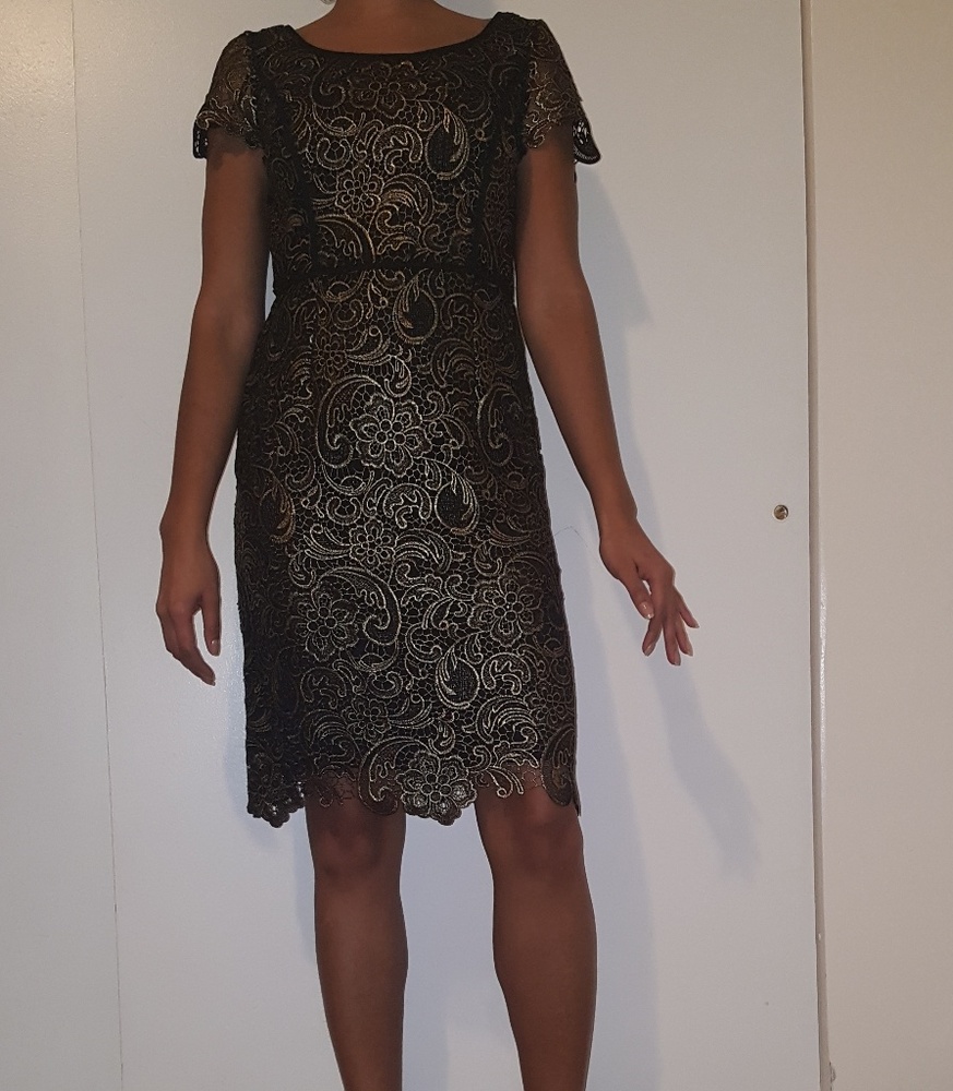 Gold & Black Lace Cocktail Dress